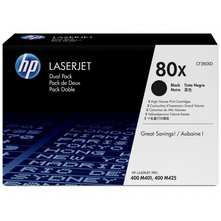 Toner oryginalny HP 80XD CF 280 XD 6,9K 2pac Black
