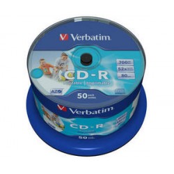 Verbatim CD-R 52x 700MB 50p cake box DataLife+,AZO, Inkjet, Wide printable