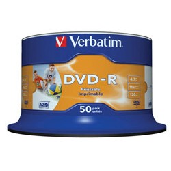 Verbatim DVD-R 16x 4,7GB 50p cake box DataLife+AZO+, nadruk,