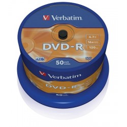 Verbatim DVD-R 16x 4,7GB 50p cake box DataLife+,AdvAZO,scr  ers, bez nadr, mat