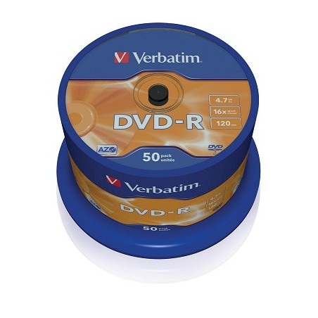 Verbatim DVD-R 16x 4,7GB 50p cake box DataLife+,AdvAZO,scr  ers, bez nadr, mat