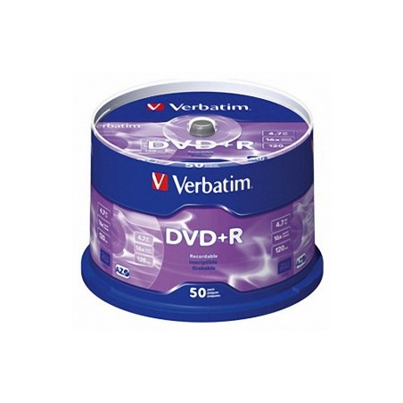 Verbatim DVD+R 16x 4,7GB 50p cake box DataLife+AZO+,scratch res, bez nadr,