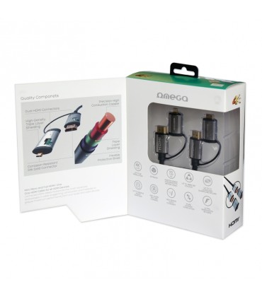 OMEGA KABEL HDMI V.1.4 BLACK + 1,5m + ADAPTORS to miniHDMI and microHDMI [43865]
