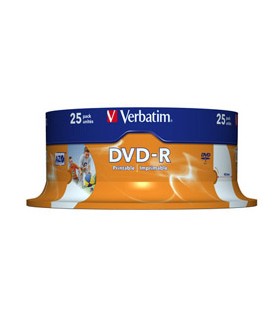 Verbatim DVD-R 16x 4,7GB 25p cake box DataLife+AZO+, nadruk,