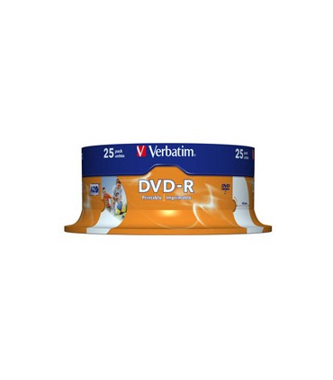 Verbatim DVD-R 16x 4,7GB 25p cake box DataLife+AZO+, nadruk,