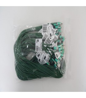 OMEGA CORDYL FABRIC CABLE BRAIDED LIGHTNING TO USB 2A POLYBAG OEM 1M GREEN [44039]