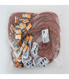 OMEGA CORDYL FABRIC CABLE BRAIDED LIGHTNING TO USB 2A POLYBAG OEM 1M ORANGE [44040]