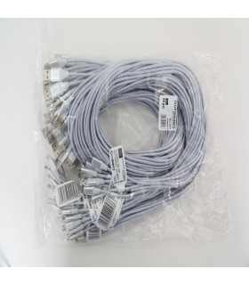 OMEGA CANTIL FABRIC CABLE BRAIDED MICRO USB TO USB 2A 118 COPPER POLY 1M SILVER [44057]