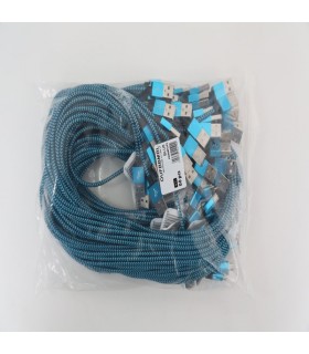 OMEGA VARAN FABRIC CABLE BRAIDED MICRO USB TO USB 2A POLYBAG OEM 1M BLUE [44190]
