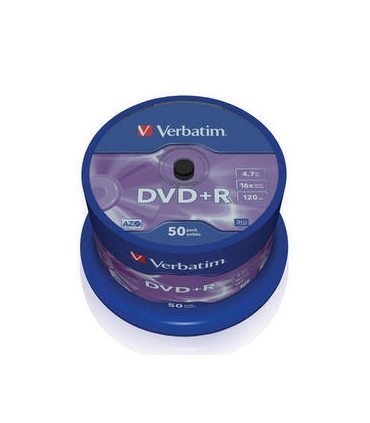 Verbatim DVD+R 16x 4,7GB 50p cake box DataLife+AZO+,scratch res, bez nadr,
