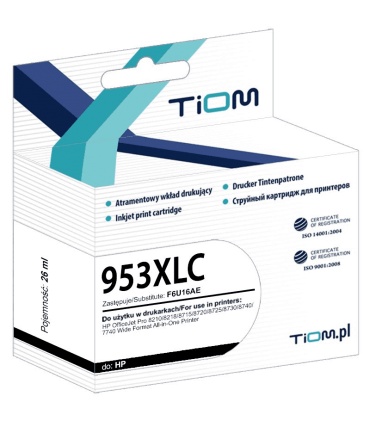 Tusz zamiennik Tiom HP 953XLC  F6U16AE  1,k Cyan